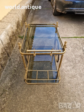 Прекрасна антикварна холандска бронзова количка за сервиране , снимка 6 - Антикварни и старинни предмети - 53757298