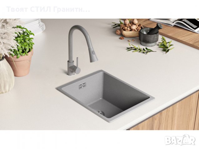 Кухненска Мивка от гранит модел Лондон 40 Slim 360 x 450 mm - сив, снимка 4 - Други - 39667994