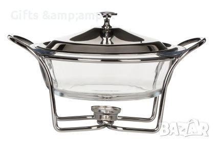 Съд за топло сервиране - от огнеупорно стъкло - 2 л, с кръгла форма, снимка 1