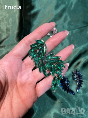 Обеци Зелени Бляскави Крила, снимка 2 - Обеци - 52957936