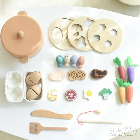 Детски дървен кухненски комплект , снимка 14 - Кукли - 55963521