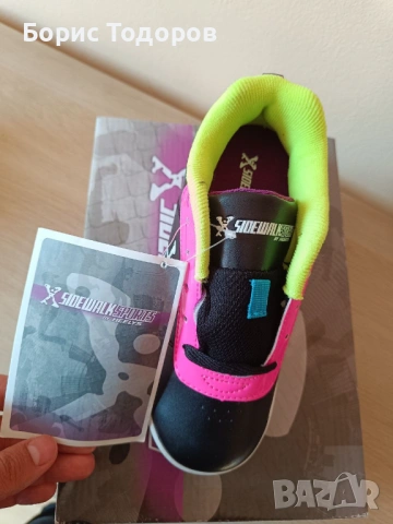 Детски Маратонки Кецове с колелца Sidewalk спортни обувки черно розово, снимка 4 - Детски маратонки - 53588337