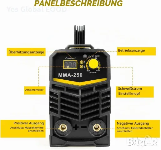 Инверторен електрожен MMA 250A 220V с LED дисплей, снимка 3 - Други инструменти - 56295081