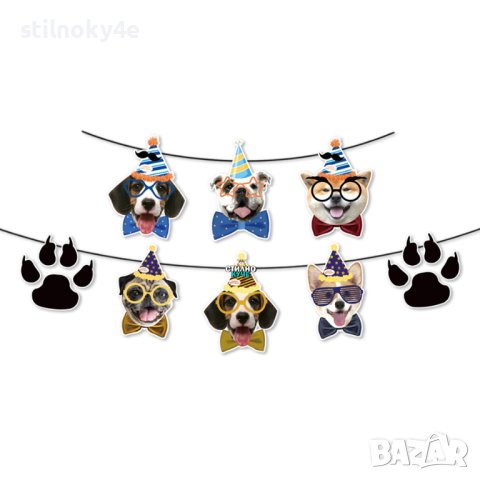 Парти банер за рожден ден на домашен любимец с принт на кучета Аксесоари за рожден ден на куче