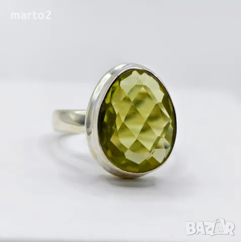 Прекрасен Сребърен 925 Пръстен с Натурален Цитрин, снимка 5 - Пръстени - 49875058