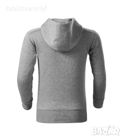 Нов детски суичър с ЦИП и качулка в цвят тъмносив меланж, снимка 3 - Детски анцузи и суичери - 47969832