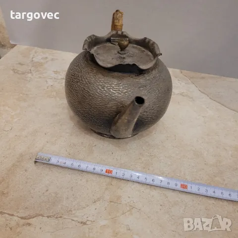 рядък ръчно изработен посребрен чайник, снимка 4 - Антикварни и старинни предмети - 48647662