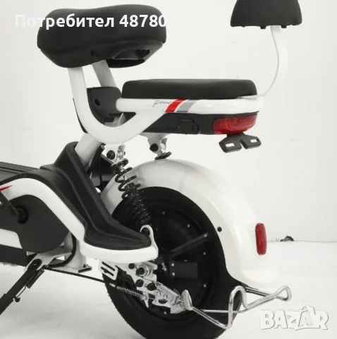 Електрически велосипед motor9 48V12AH – Максимална скорост 45 км/ч, 500W мотор, вакуумни гуми, бял/ч, снимка 6 - Велосипеди - 55838208