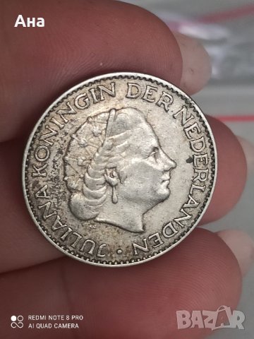 1 гулден 1956 г сребро Нидерландия

, снимка 3 - Нумизматика и бонистика - 41736783