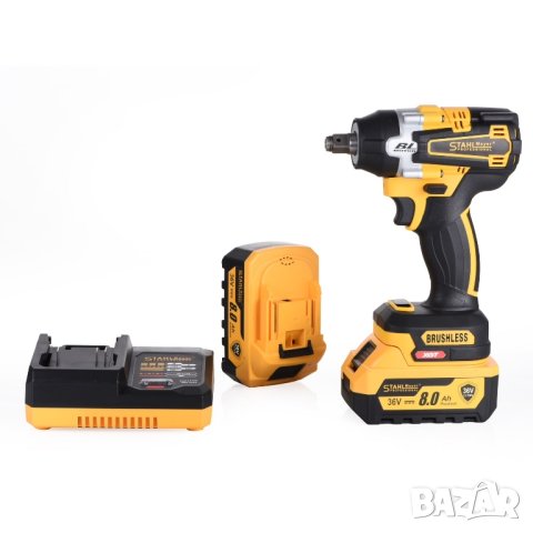 Акумулаторен Гайковерт Безчеткова STAHLMAYER 36V 8,0AH 850N/M + Инструменти , снимка 3 - Винтоверти - 33612456