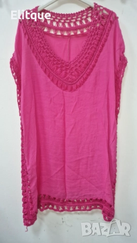 Лятна туника в свободна кройка, подходяща и за плажа, универсален размер. Дължина-85см;Ширина-60см.