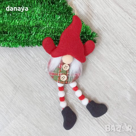 3387 Коледна фигура Гном с дълги крака, 23см, снимка 2 - Декорация за дома - 39159276