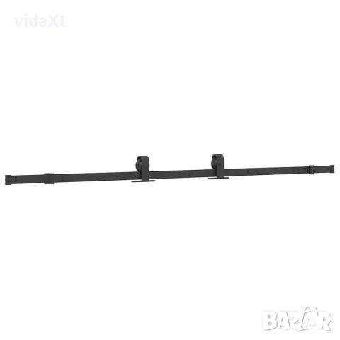 vidaXL Плъзгаща се врата с механизъм черна 102x205 см ESG стъкло, снимка 4 - Интериорни врати - 56147127