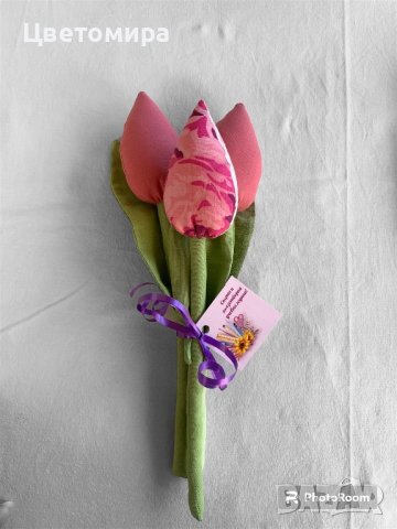 Лалета от плат / Текстилни цветя, снимка 6 - Декорация за дома - 41228247