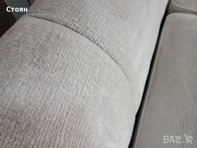 Кремав комплект дивани от плат две тройки, снимка 5 - Дивани и мека мебел - 53757076