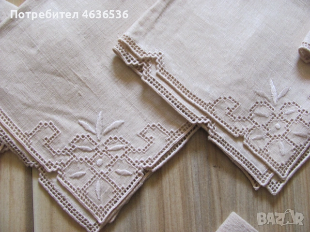Ръчно изработени салфетки ,лен , бродерия,шопски мотиви, снимка 3 - Антикварни и старинни предмети - 53258595