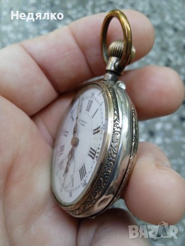 Сребърен джобен часовник Charles Locle, снимка 10 - Антикварни и старинни предмети - 41435026