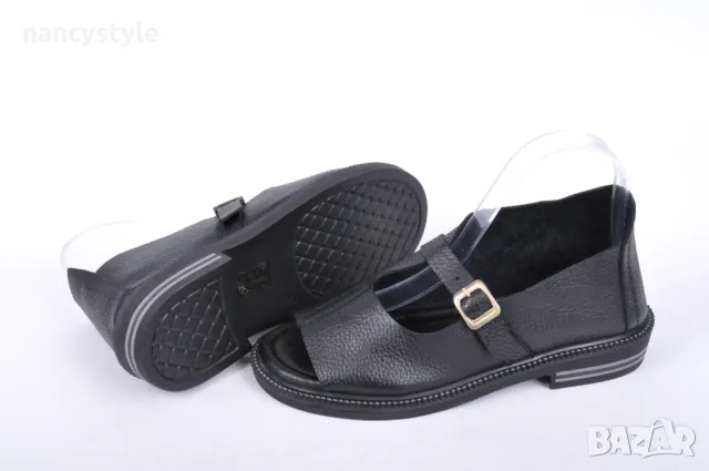 СЕЗОН'25! Ефектни ниски дамски сандали от естествена кожа - Два цвята, снимка 9 - Сандали - 49783767