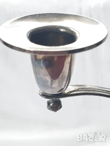 Сребърен свещник, снимка 3 - Антикварни и старинни предмети - 48957967