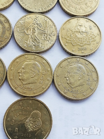 лот 13 монети 50 евро-цента различни държави, снимка 8 - Нумизматика и бонистика - 46648637