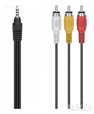 Аудио/видео кабел, 3 мъжки чинча/камбанки към 3.5 мм жак