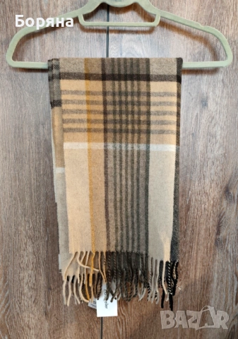 Нов дамски шал от камилска вълна и кашмир в стил Burberry, снимка 13 - Шалове - 53724748