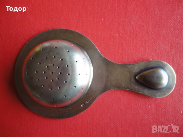 Уникална руска сребърна цедка за чай емайл позлата 916, снимка 9 - Колекции - 38740723