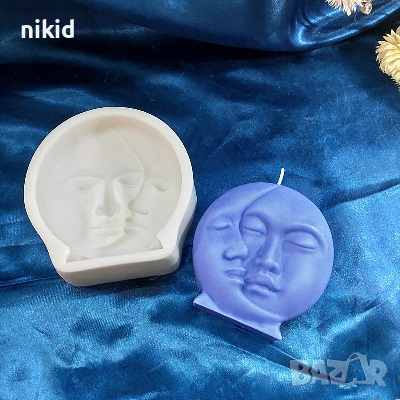  слънце и луна тя и той 2 лица силиконов молд форма калъп за сапун фондан гипс шоколад свещ , снимка 2 - Форми - 16079098