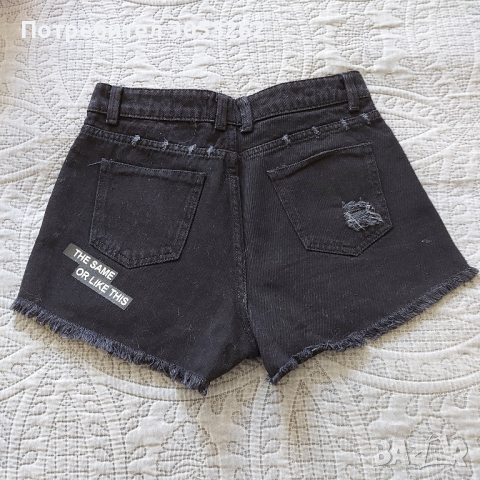 Къси черни дънкови панталони., снимка 2 - Къси панталони и бермуди - 44920663