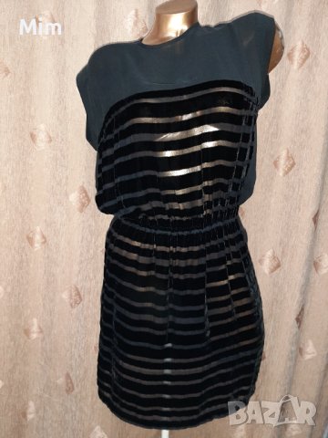 Custommade M Черна прозрачна рокля с ивици от плюш 