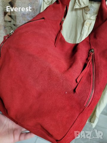 LA REDOUTE  естествен велур червена чанта,тип торба, made in INDIA , снимка 9 - Чанти - 40820737