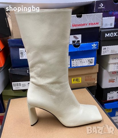 Дамски ботуши на ток с дефект естествена кожа , снимка 1