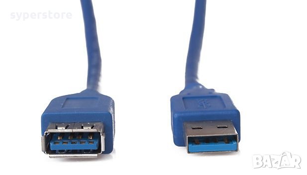 Кабел USB3.0 Мъжко към Женско 1.8m Син VCom SS001301 Cable USB - USB M/F, снимка 2 - Кабели и адаптери - 34333339