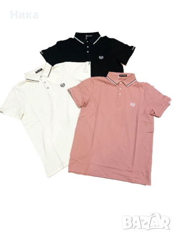 Елегантна блуза с яка - тъмно синя, крем  и розова