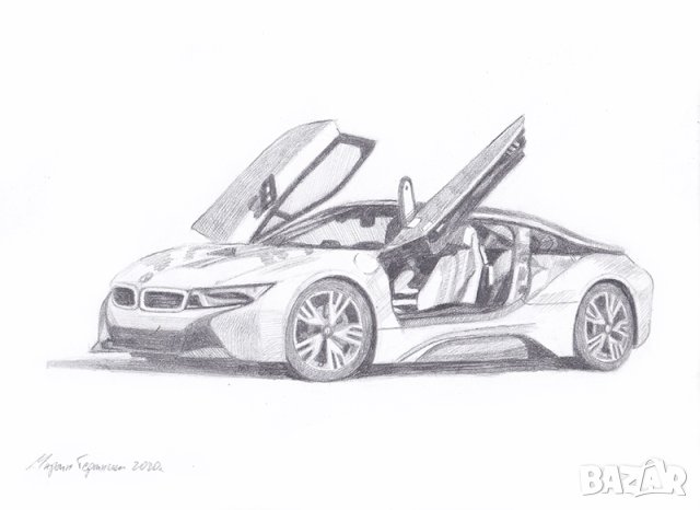 Рисунка на BMW i8., снимка 2 - Картини - 29440464