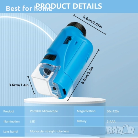 Мини микроскоп OSDUE за деца с LED светлина, асферична система от лещи, снимка 2 - Образователни игри - 51822608