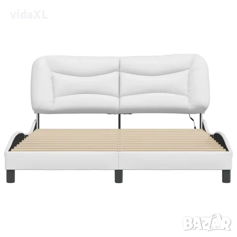vidaXL Рамка за легло с LED без матрак Hvar, бяла, 160x200 cм, снимка 6 - Спални и легла - 56146713