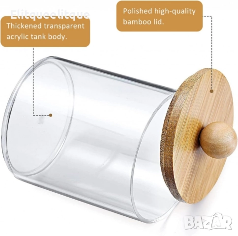 Стилен прозрачен контейнер за съхранение с бамбуков капак, снимка 4 - Други стоки за дома - 52217909