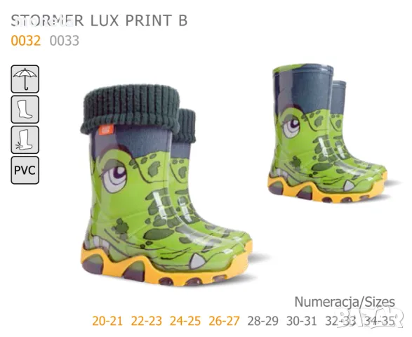 39,90лева (20,40euro) DEMAR: Нови детски Гумени ботуши с Топло чорапче. Размери 20-35. Крокодил, снимка 2 - Детски боти и ботуши - 48638580