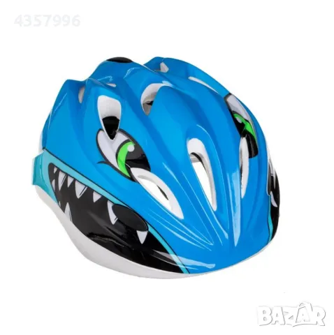 Детска каска Акула, За велосипед, ролери, тротинетка, Син 
