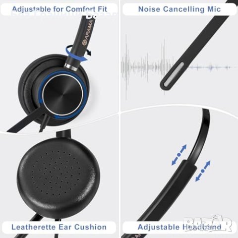 Нови USB Професионални Слушалки за PC, Конференции, Skype, офис, снимка 6 - Слушалки и портативни колонки - 44261982