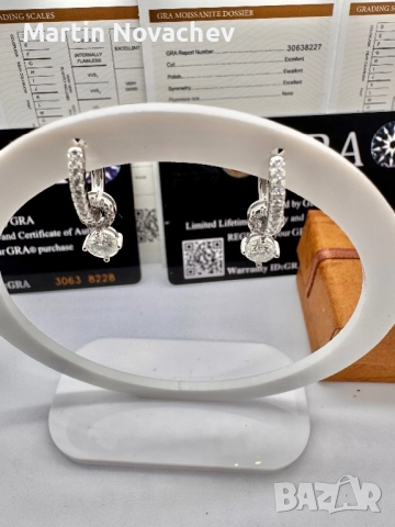 Сребърни обеци с мойсанит (Диамант) 0.5 карата, снимка 4 - Обеци - 52844065