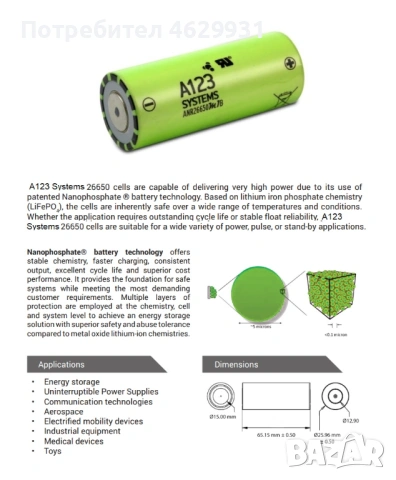 Нови и Редки LiFePO₄ Батерии ANR26650M1B – A123 Systems 2014