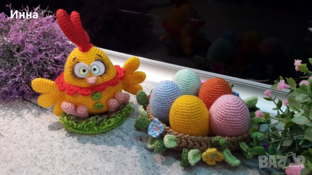 Великденски подаръци. Петел + яйца. Плетена играчка. Ръчно изработени., снимка 5 - Романтични подаръци - 39876036