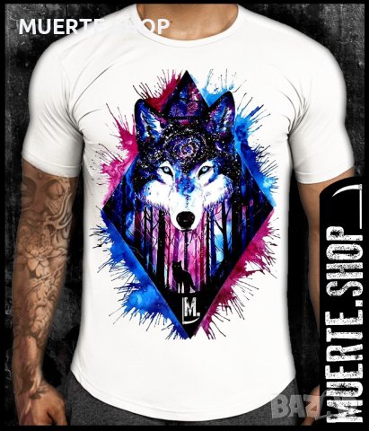 Тениска с щампа WOLF WATERCOLOR