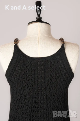 Рокля Плетена с Мъниста – Черна, снимка 3 - Рокли - 51170512