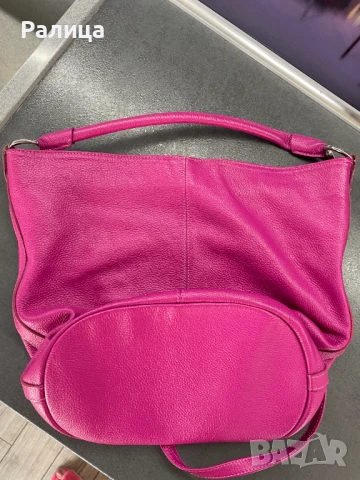Дамска чанта цикламена естествена кожа, снимка 3 - Чанти - 50699765