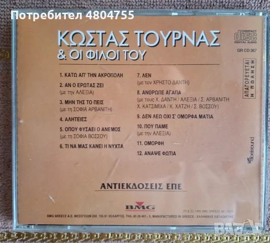 Костас Турнас - компактдиск, снимка 3 - CD дискове - 55963902