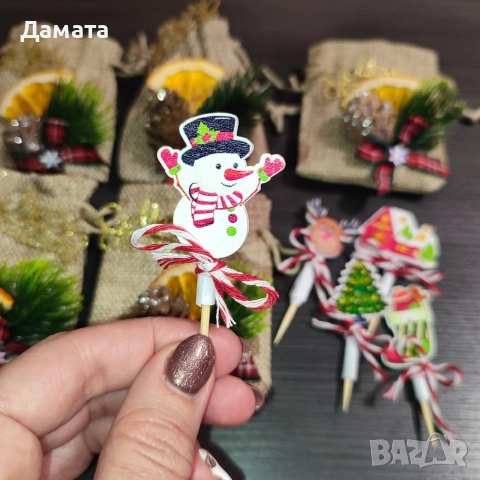 Коледни късмети/висулки за закачане/ магнитче/топки/торбички от зебло, снимка 7 - Коледни подаръци - 48274062