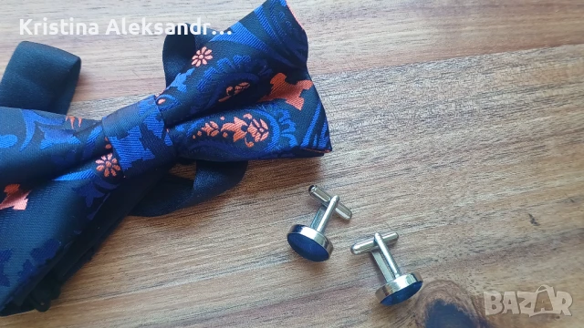 НОВО Папионка от 100% коприна с копчета за ръкавели, снимка 4 - Други - 50568454